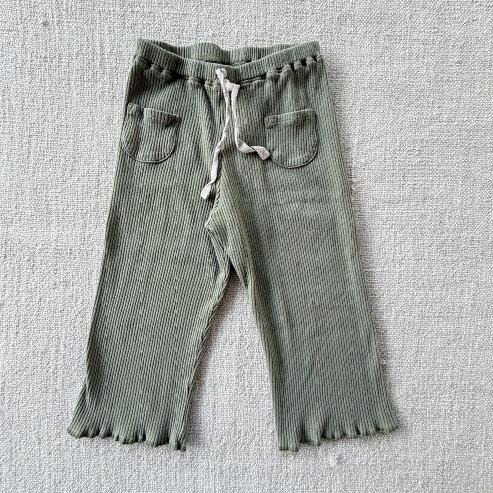 Wild Wawa Organic Green Ribbed Pants PLAY 3/4